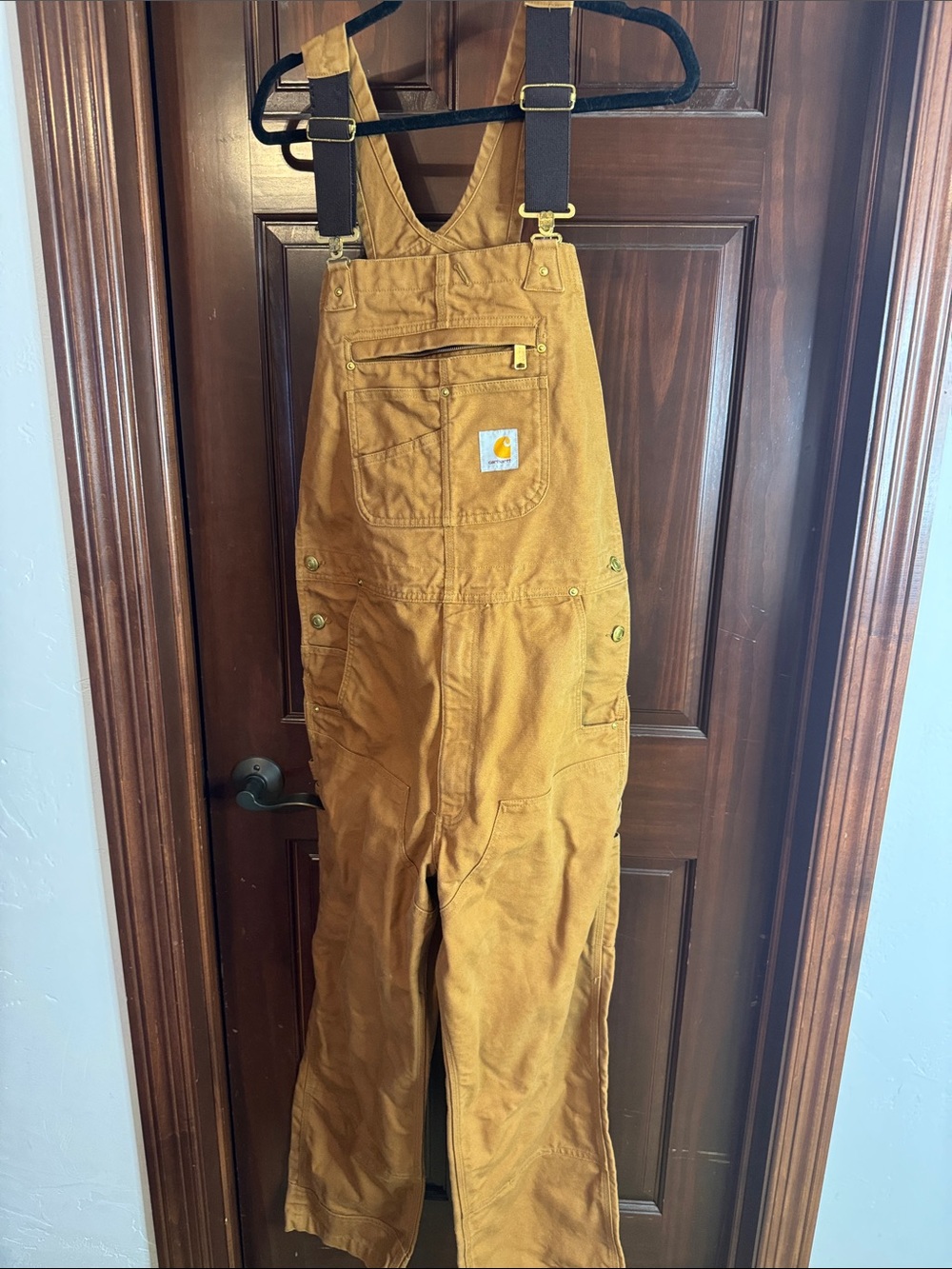 Carhartt Brown Duck Canvas Cargo Overalls with Adjustable Straps